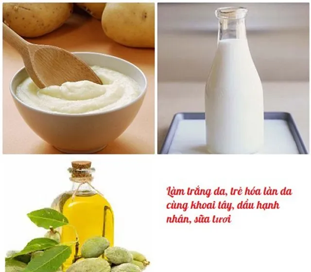 Mặt nạ từ khoai tây, sữa tươi và dầu hạnh nhân cho đôi tay trắng mịn màng. (Nguồn: Internet)