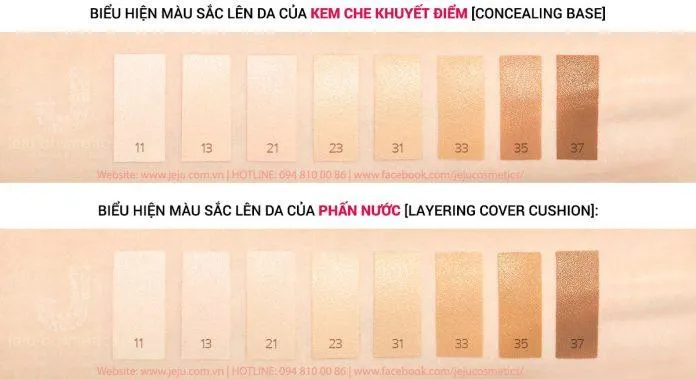 Bảng màu cushion và kem che khuyết điểm Laneige Layering Cover Cushion And Concealing Base (Ảnh: Internet)