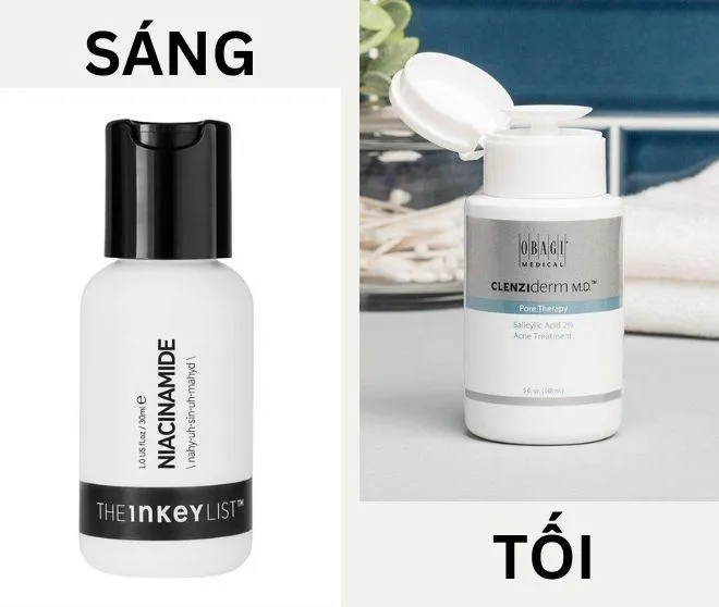 Dùng Niacinamide và BHA xen kẽ sáng tối. (Nguồn ảnh: Blogphunu.edu.vn)