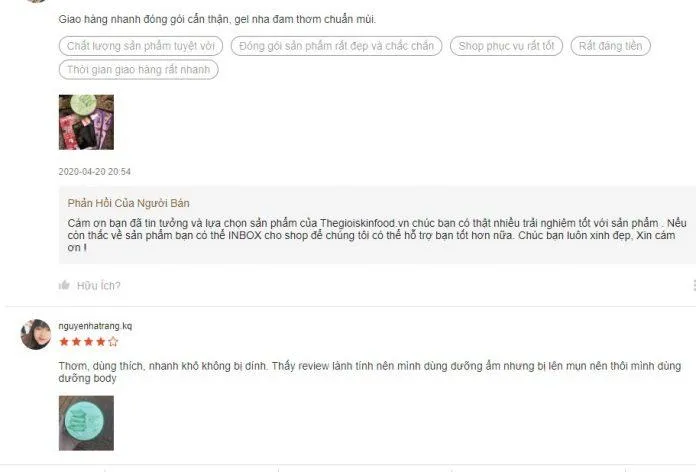 Đánh giá từ khách hàng sử dụng sản phẩm trên trang Shopee (Ảnh: Blogphunu.edu.vn)