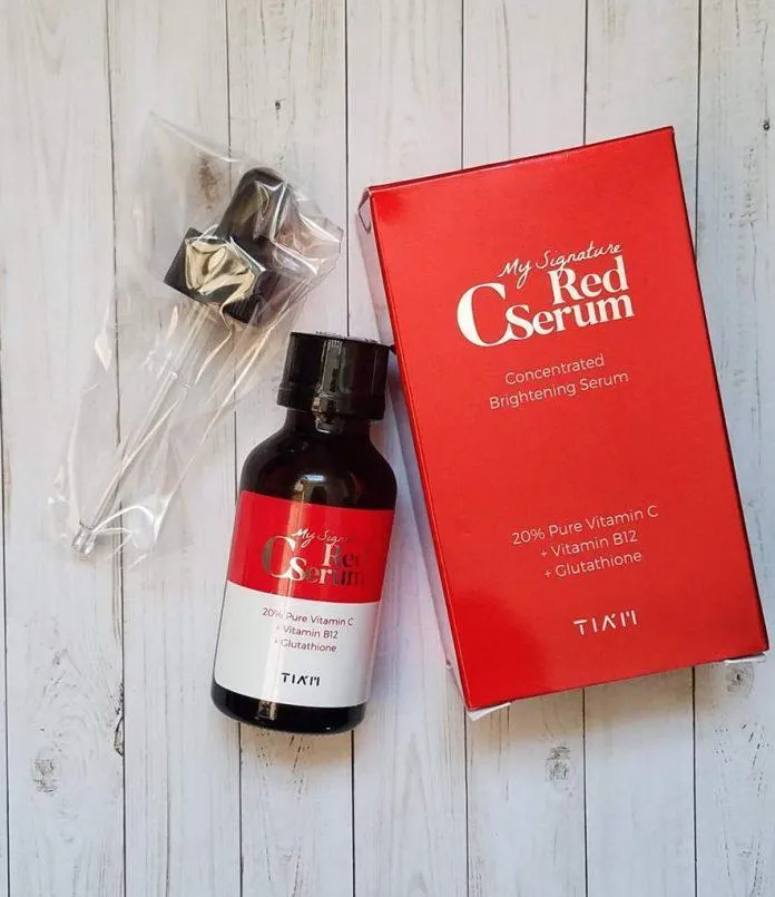 Tinh chất Tiam My Signature Red C Serum với sự tổ hợp bộ ba Glutathione, Vitamin B12, Vitamin C ( Nguồn: internet)