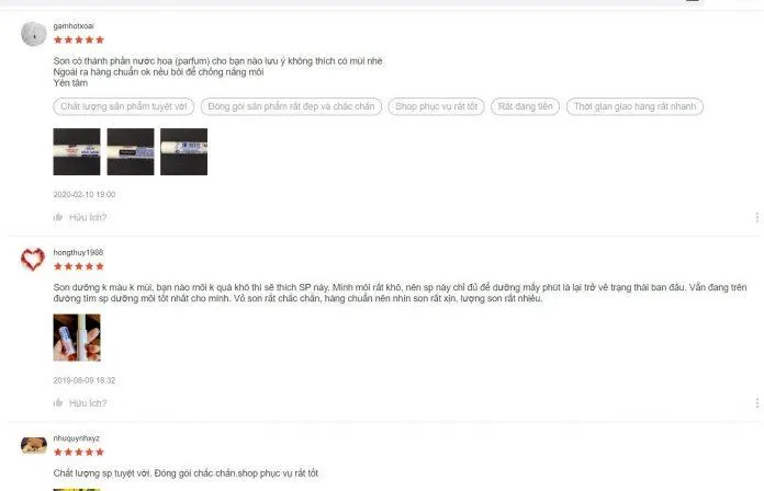 Đánh giá từ khách hàng sử dụng trên trang Shopee