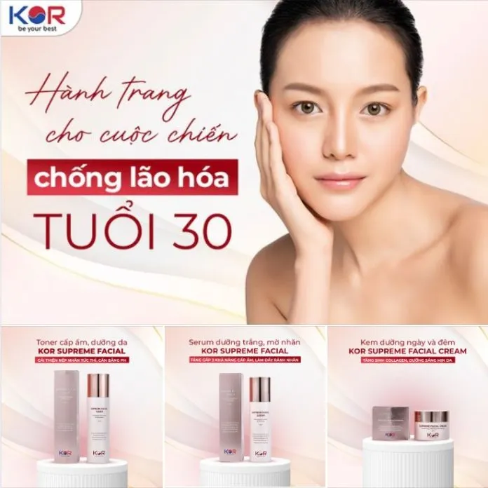 Bộ 3 sản phẩm chuyên sâu trong lĩnh vực chống lão hóa, làm mờ vết nhăn KOR Supreme Facial.