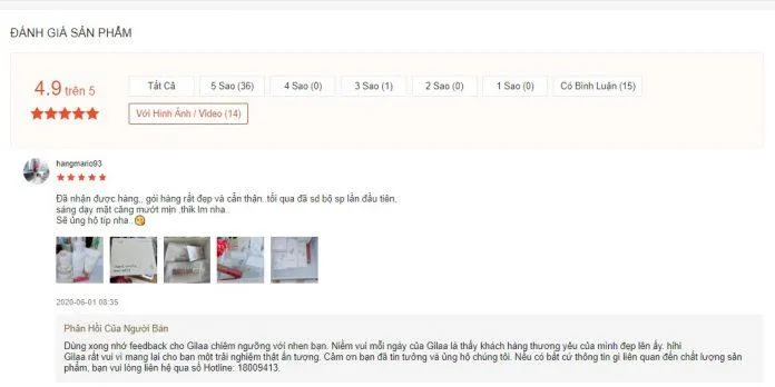 Review đánh giá thực tế của khách hàng đã sử dụng sản phẩm dưỡng trắng da Gilaa Saffron Tone Up Repair. (Nguồn: Blogphunu.edu.vn)