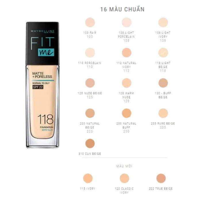 Chai kem nền Fit Me có nhiều tone màu phù hợp với làn da châu Á. (Nguồn: Internet).