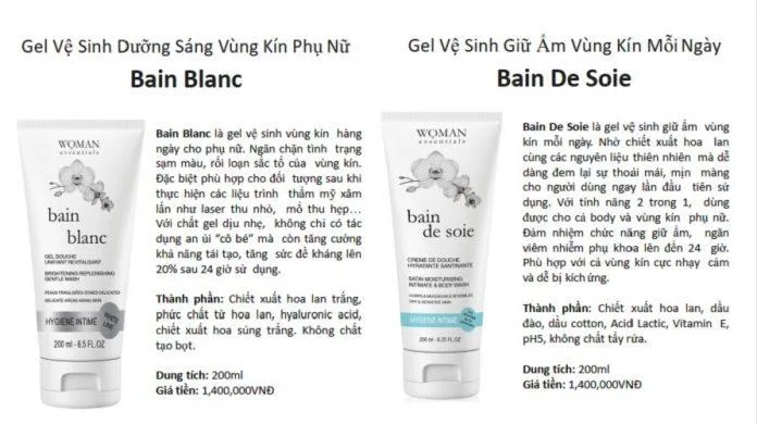 Tổng kết về hai sản phẩm vệ sinh vùng kín hằng ngày Bain De Soie và Bain Blanc (Ảnh: Internet)