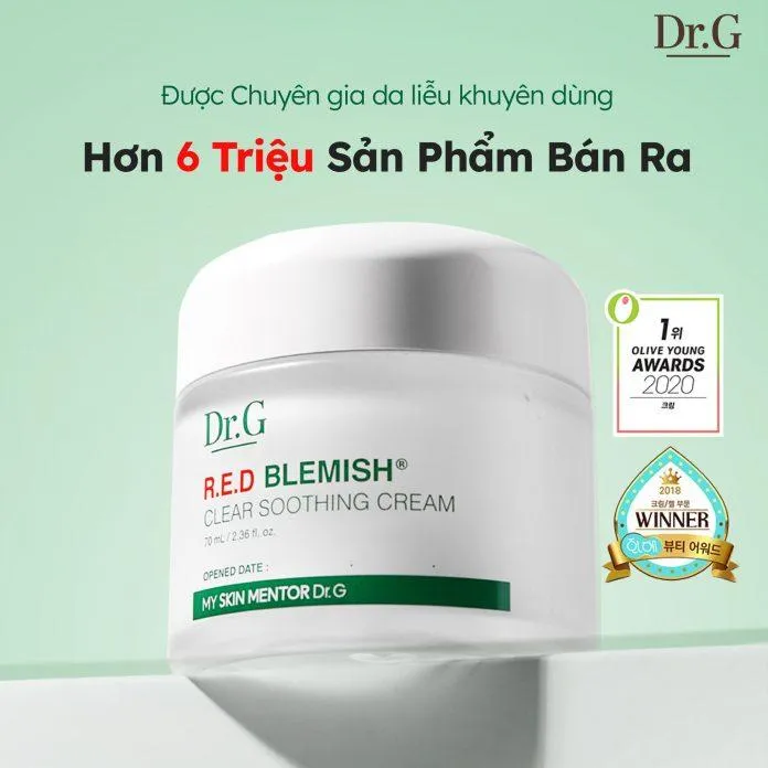 Dr.G R.E.D Blemish Clear Soothing Cream là kem dưỡng ẩm có dung tích 70ml dễ sử dụng (nguồn: internet)