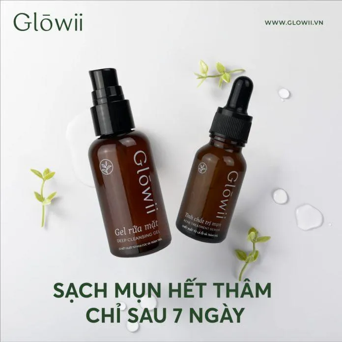 Bao bì bộ sản phẩm trị mụn Glowii có thiết kế nhỏ xinh, màu sắc nhã nhặn, tinh tế (Nguồn: Internet).