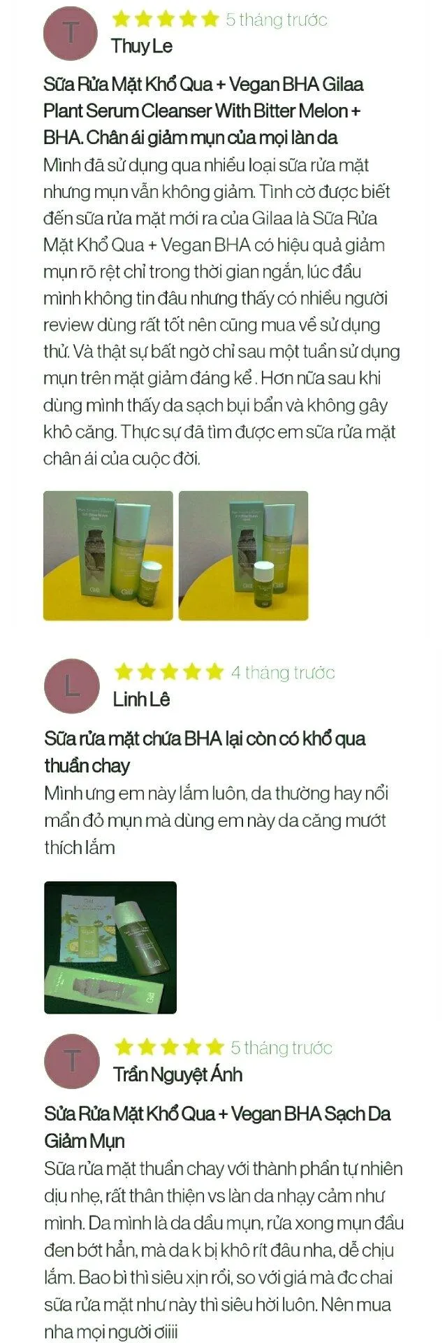 Đánh giá của khách hàng trên website chính hãng của Gilaa (ảnh: Blogphunu.edu.vn)