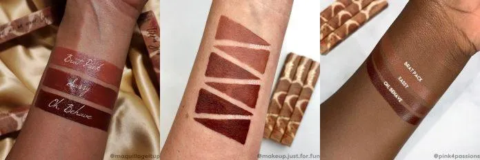 Ảnh swatch trên tay son Colourpop Lippie Stix trên 3 màu da (Nguồn: colourpop.com)