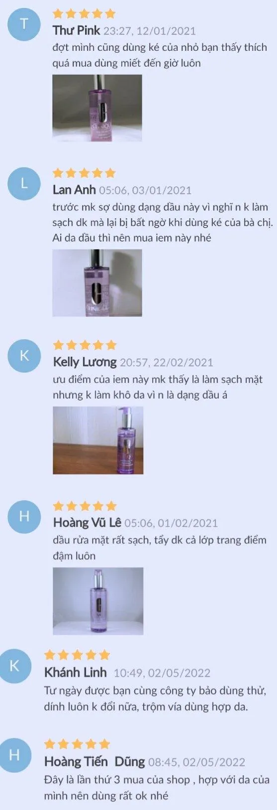 Một vài nhận xét của khách mua hàng về dầu tẩy trang Clinique Take The Day Off Cleansing Oil (ảnh: internet)