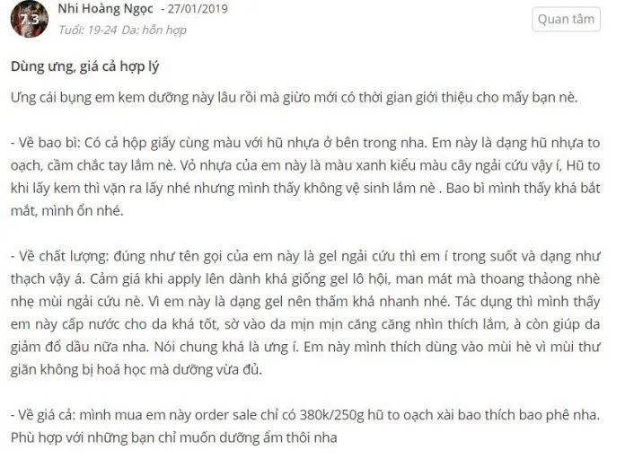 Gel dưỡng ẩm