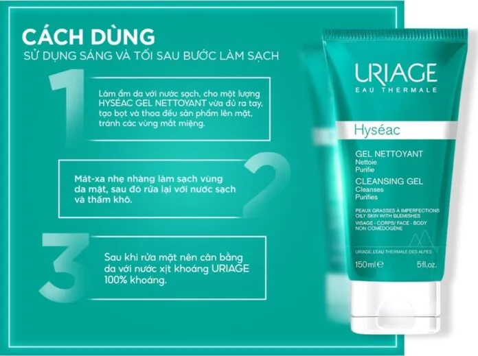 Gel rửa mặt cho da dầu, mụn Uriage Hyséac Gel Nettoyant