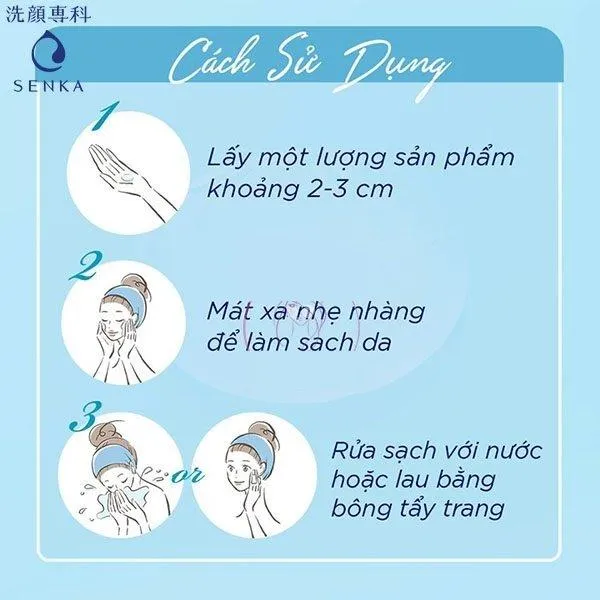 Cách sử dụng gel rửa mặt dịu nhẹ Senka Perfect Gel Gentle Wash (nguồn: Internet)