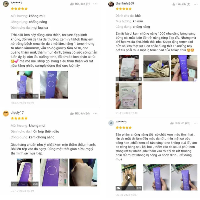 Đánh giá của khách hàng trên Shopee