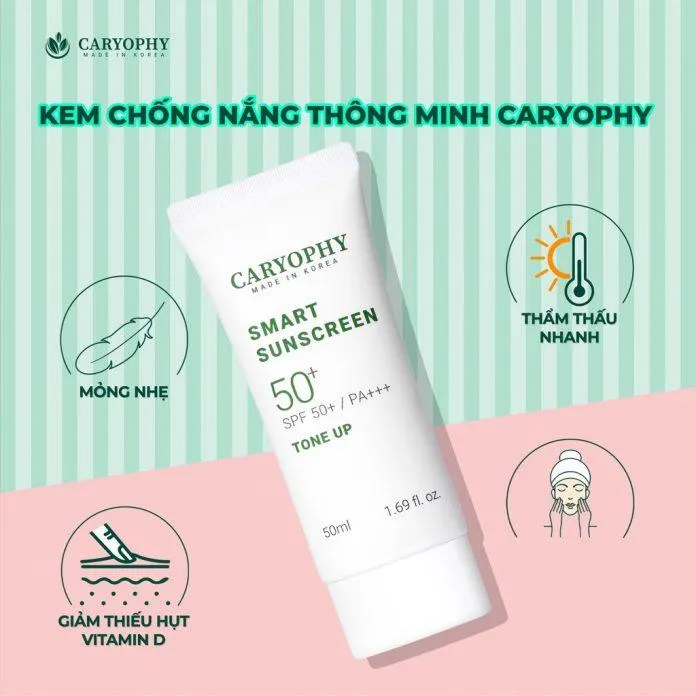 Review kem chống nắng Caryophy Smart Sunscreen Tone Up: Chống nắng thông minh, nâng tone da đẹp xinh