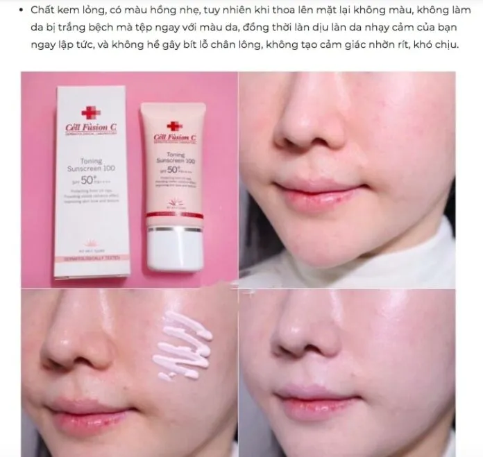 Đánh giá của khách hàng đã sử dụng kem chống nắng Cell Fusion C Toning 100 SPF 50+ PA++++. (Nguồn: Internet)