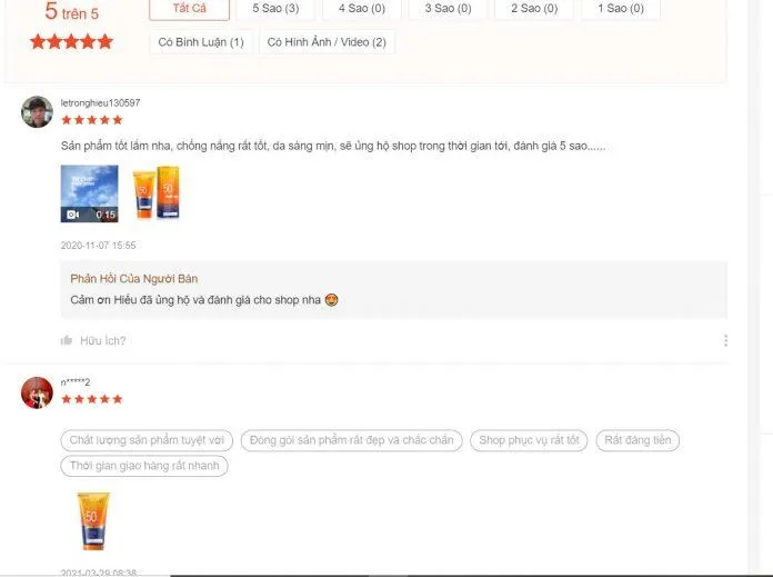 Những đánh giá hài lòng về sản phẩm trên trang Shopee (Blogphunu.edu.vn).