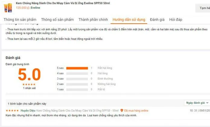 Đánh giá của khách hàng về sản phẩm trên trang Hasaki (ảnh: Blogphunu.edu.vn).