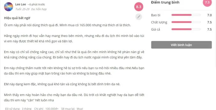 Đánh giá của khách hàng tại Sheis