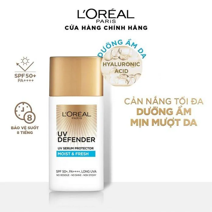 Kem chống nắng L’Oreal UV Defender Serum Protector Moist & Fresh bổ sung độ ẩm cho làn da khô căng ( Nguồn: internet)