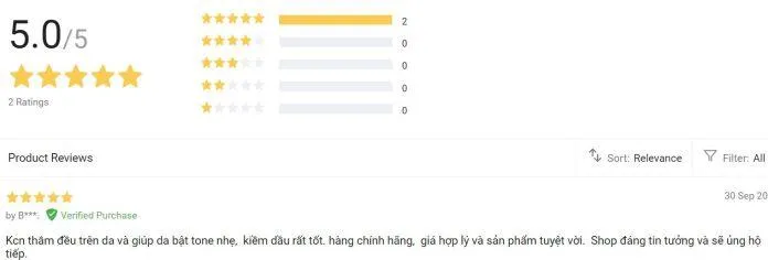 Đánh giá của người dùng trên Lazada (Nguồn: Internet).