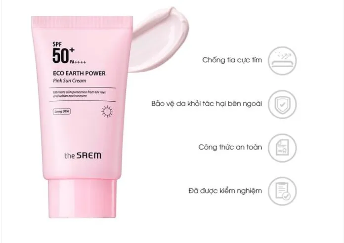 Kem chống nắng The SAEM Eco Earth Power Pink chống nắng hiệu quả, lành tính cho da. (Nguồn: Internet)