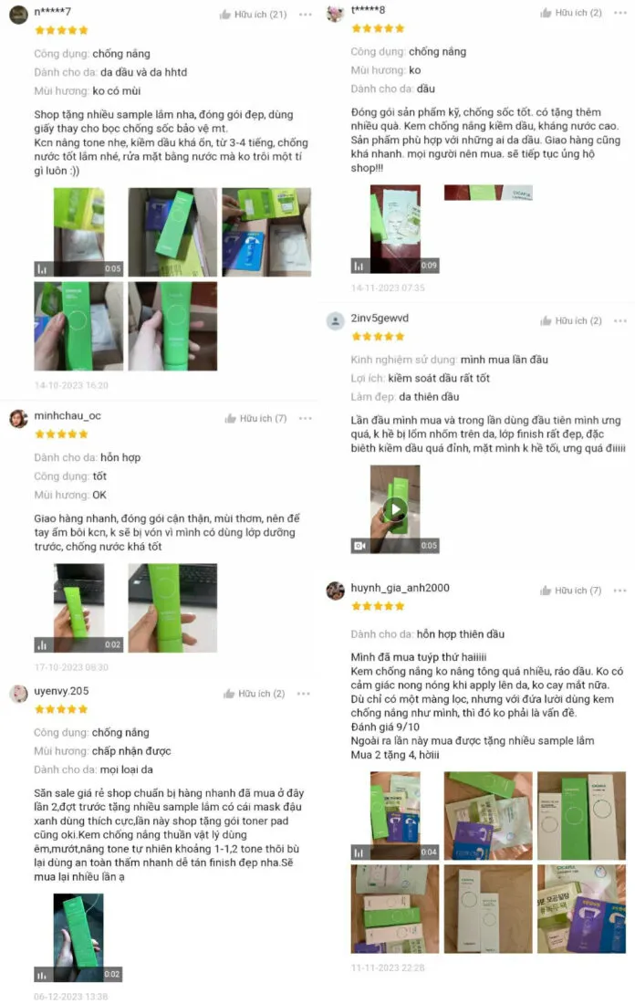 Đánh giá của khách hàng trên Shopee