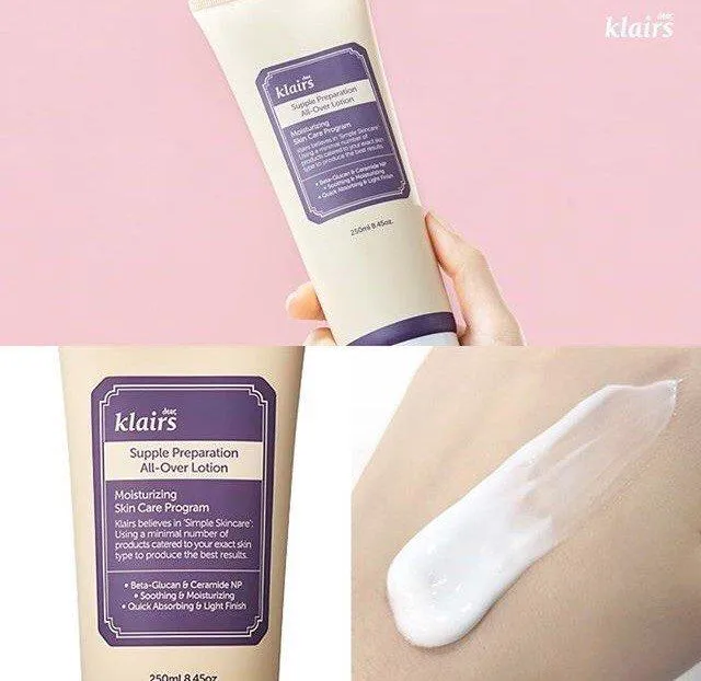 Klairs Supple Preparation All-Over Lotion dưỡng ẩm hiệu quả cho cả da mặt và những vùng da khác trên cơ thể (Nguồn: Blogphunu.edu.vn)