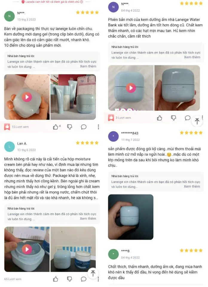 Một số đánh giá của khách hàng trên Lazada (ảnh: internet)