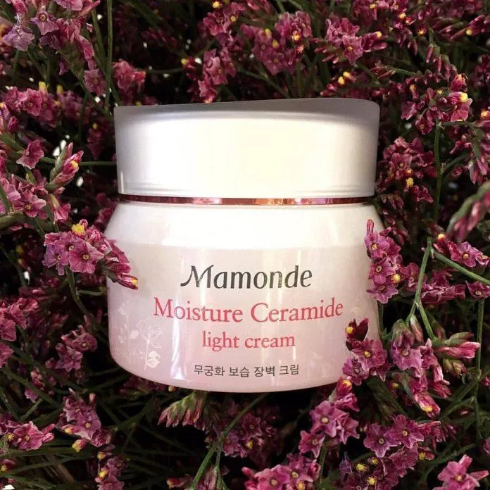 Hình thức hộp kem dưỡng ẩm Mamonde Moisture Ceramide Light Cream đẹp dịu dàng, nữ tính, dễ thương (ảnh: internet).