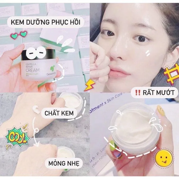 Kem dưỡng Goodndoc Centella Repair Cream có chất kem mỏng nhẹ, thấm nhanh, dưỡng ẩm tốt (ảnh: internet)