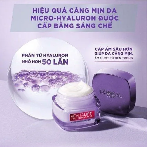 Kem dưỡng L’Oreal Revitalift Hyaluronic Acid Plumping Day Cream cấp ẩm cho da căng mịn ( Nguồn: internet)