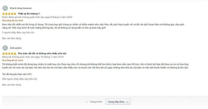 Nhận xét của khách hàng về sản phẩm trên trang Amazon (ảnh: Blogphunu.edu.vn).