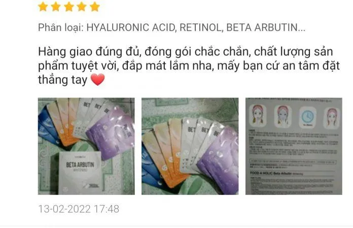 Đánh giá khách hàng sau khi dùng mặt nạ Foodaholic Retinol Anti Acnes Mask