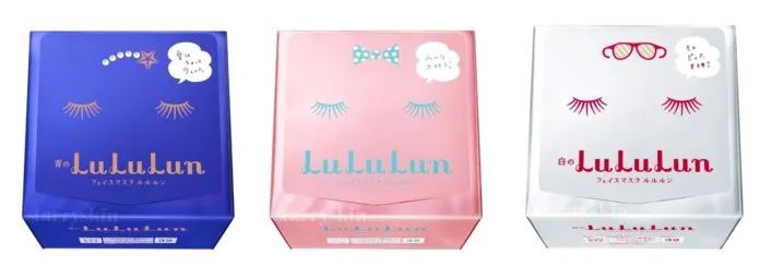 Lululun với 3 dòng mặt nạ cơ bản đang hot nhất của hãng: màu trắng (dưỡng trắng) – màu hồng (dưỡng ẩm) – màu tím (chống lão hóa) - (Ảnh: Internet)