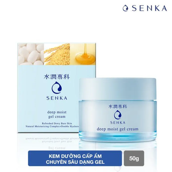 Mặt nạ ngủ Senka Deep Moist Gel Cream có thiết kế thủy tinh rất chắc tay. (nguồn: Internet)