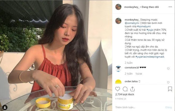 Ngay cả hot instagramer người Việt cũng đã và đang sử dụng mặt nạ ngủ nhà Some By Mi cơ mà. ( Ảnh: Blogphunu.edu.vn )