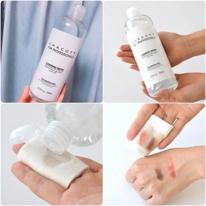 Khả năng làm sạch lớp makeup cực tốt của em nước tẩy trang Chacott for Professionals Cleansing Water. (nguồn ảnh: Internet)