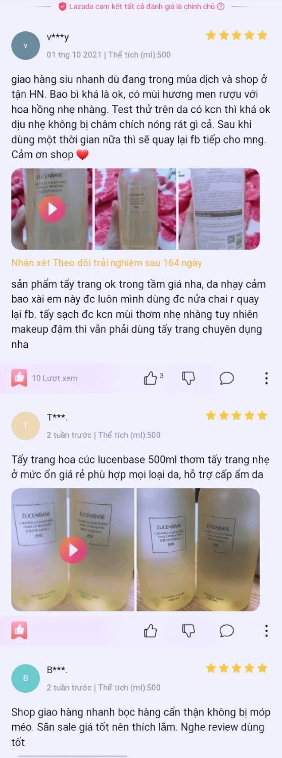 Một vài nhận xét của khách hàng trên Lazada (ảnh: Blogphunu.edu.vn)