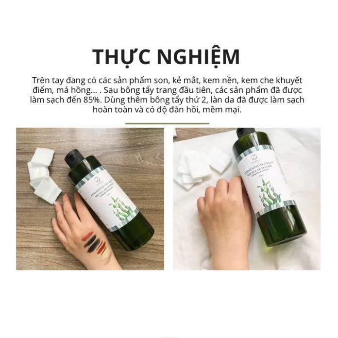 Khả năng làm sạch tuyệt vời của nước tẩy trang tảo biển Zakka Naturals (nguồn: Internet).