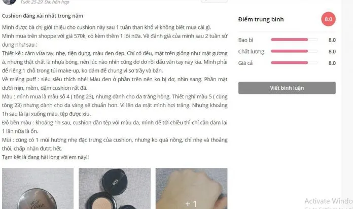 Đánh giá của khách hàng trên trang Sheis. (nguồn: Blogphunu.edu.vn)