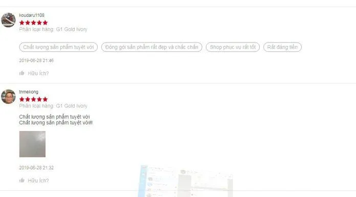 Đánh giá của khách hàng sử dụng sản phẩm trên trang Shopee (nguồn ảnh: Blogphunu.edu.vn).