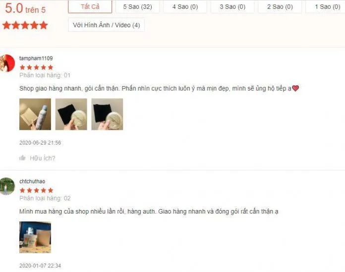 Những phản hồi tích cực của người dùng về sản phẩm trên trang Shopee (ảnh: Blogphunu.edu.vn).