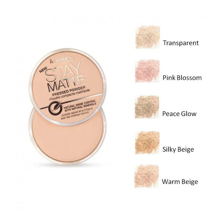 Phấn phủ Rimmel London Stay Matte Pressed Powder có tận 6 tone mày để nàng lựa chọn (Nguồn: Internet)