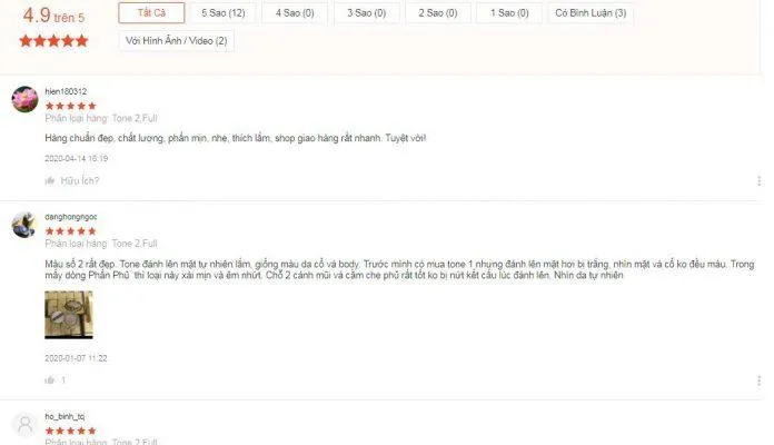 Đánh giá tích cực của khách hàng trên trang Shopee (ảnh: Blogphunu.edu.vn).