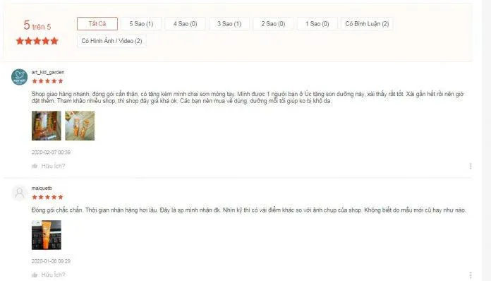 Đánh giá về sản phẩm trên trang Shopee (ảnh: Blogphunu.edu.vn).