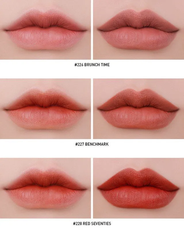 Tổng quan các màu son mới của dòng 3CE Matte Lip Color (nguồn: Internet)