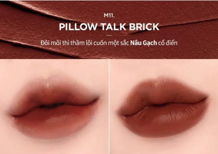 M11 Pillow Talk Brick đánh lòng môi cực xinh (Nguồn: Internet)