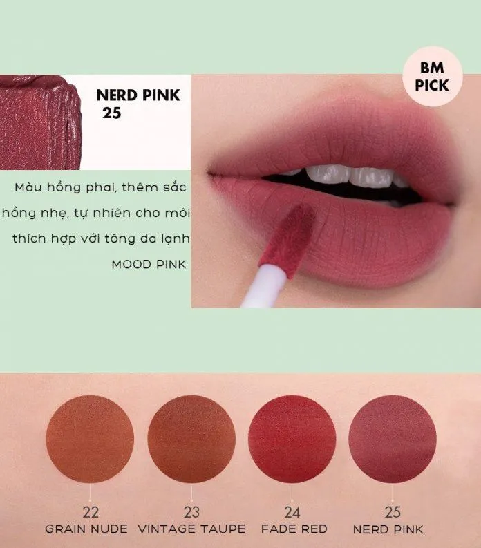 Màu son cuốn hút từ bộ sưu tập Romand Zero Velvet Tint VIntage (Ảnh: Internet).
